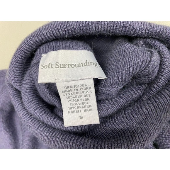 Soft Surroundings Sweater Women Small Purple Turtleneck Pocket Wool Angora Blend - Picture 15 of 16